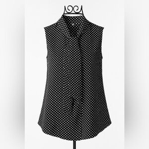 New York & Company Black and White Sleeveless Tie Front Blouse